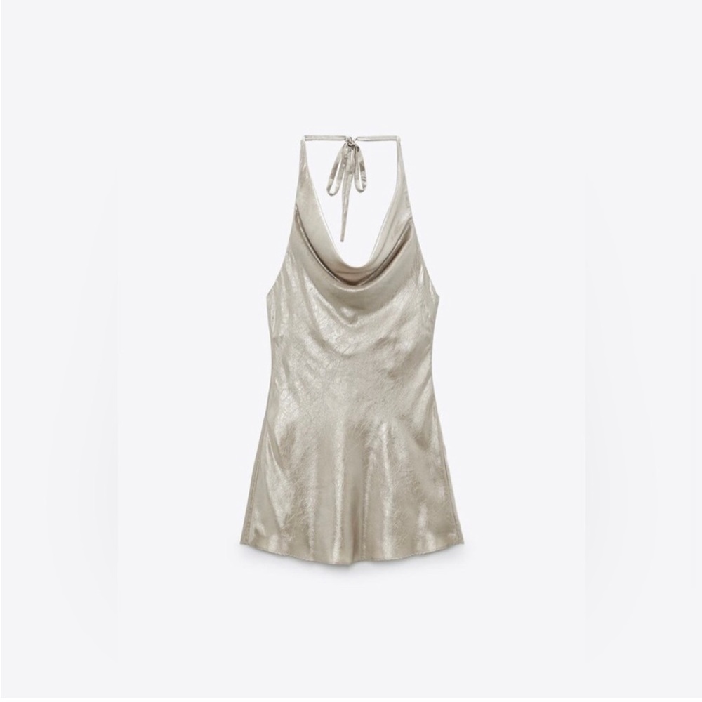 Zara Gold Halter Mini Dress (size medium)